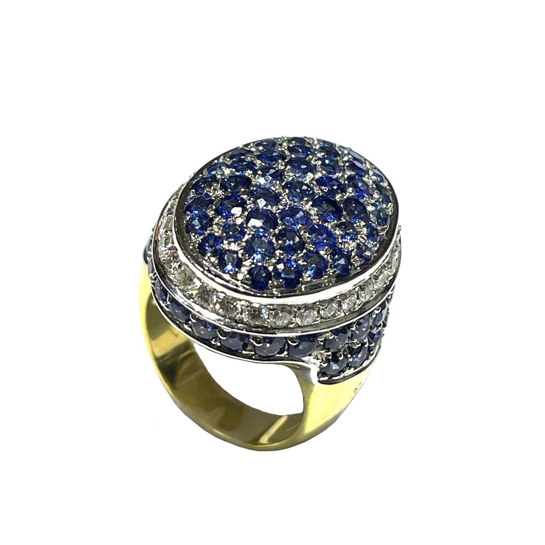 OrTrend bague en or 18 carats diamants saphirs 0056AG