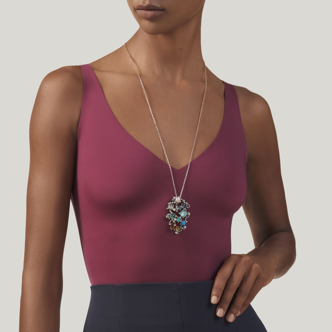 Giovanni Raspini pendente cocktail Collana in Argento 925, pietre naturali, gemme e perle 12526