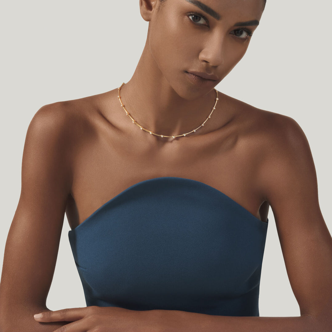 Collar satélite Giovanni Raspini Collar en plata 925 chapada en oro de 18 kt y circonitas 12554