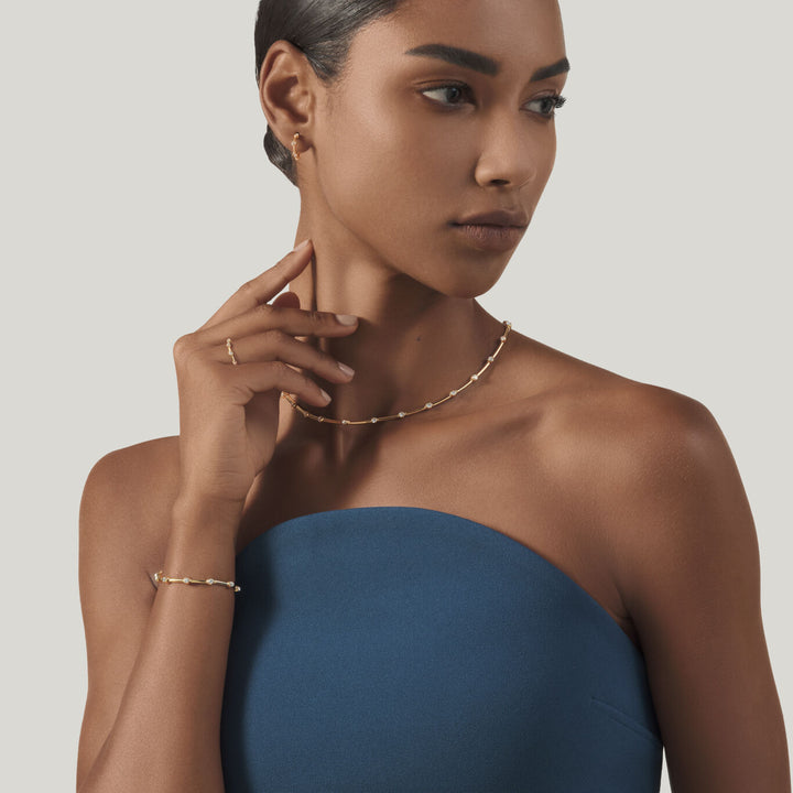 Collar satélite Giovanni Raspini Collar en plata 925 chapada en oro de 18 kt y circonitas 12554