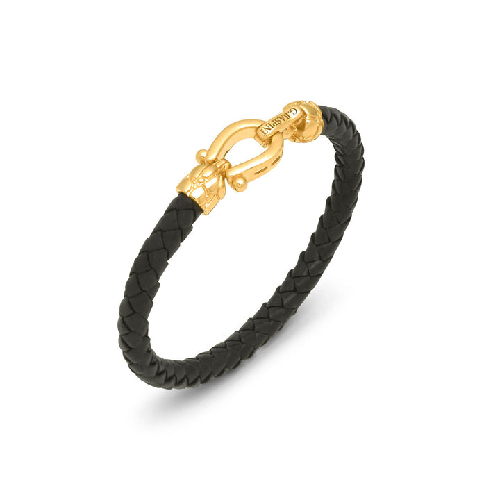 Pulsera Giovanni Raspini de piel de cocodrilo en plata 925 chapada en oro de 18 kt y pulsera de piel 12569