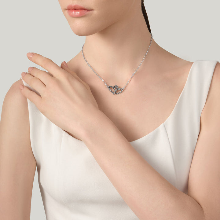 Collar de doble corazón Giovanni Raspini Collar de plata 925 12610