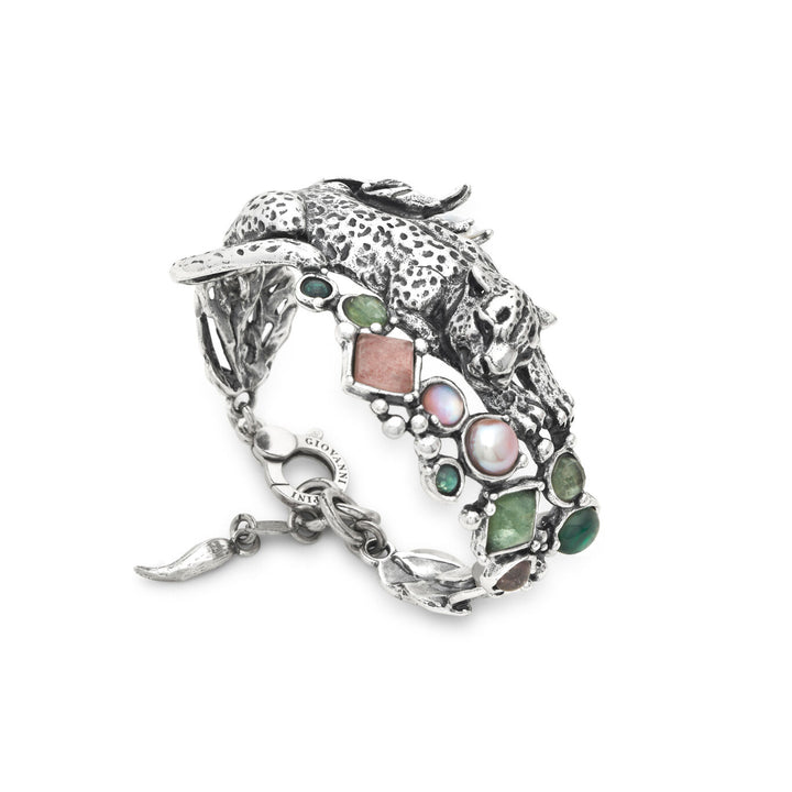 Giovanni Raspini bracciale leopardo jungle Bracciale in Argento 925, quarzo naturale, madreperla e perle 12629