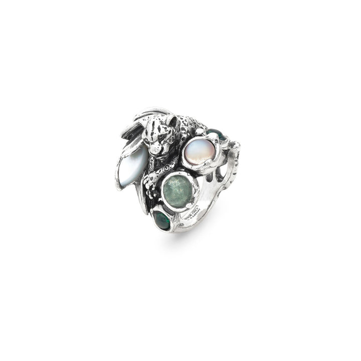 Bague jungle léopard Giovanni Raspini Bague en argent 925, nacre et quartz 12630