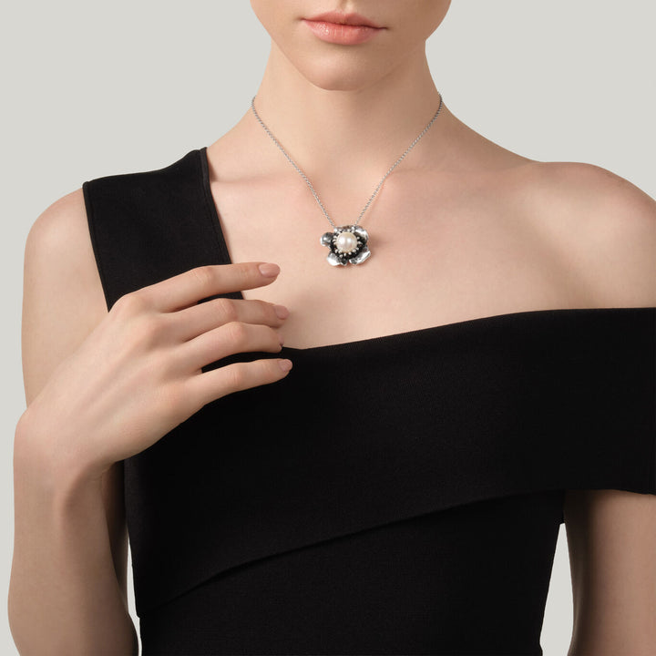 Giovanni Raspini magnolia pendant Necklace in 925 Silver 12632