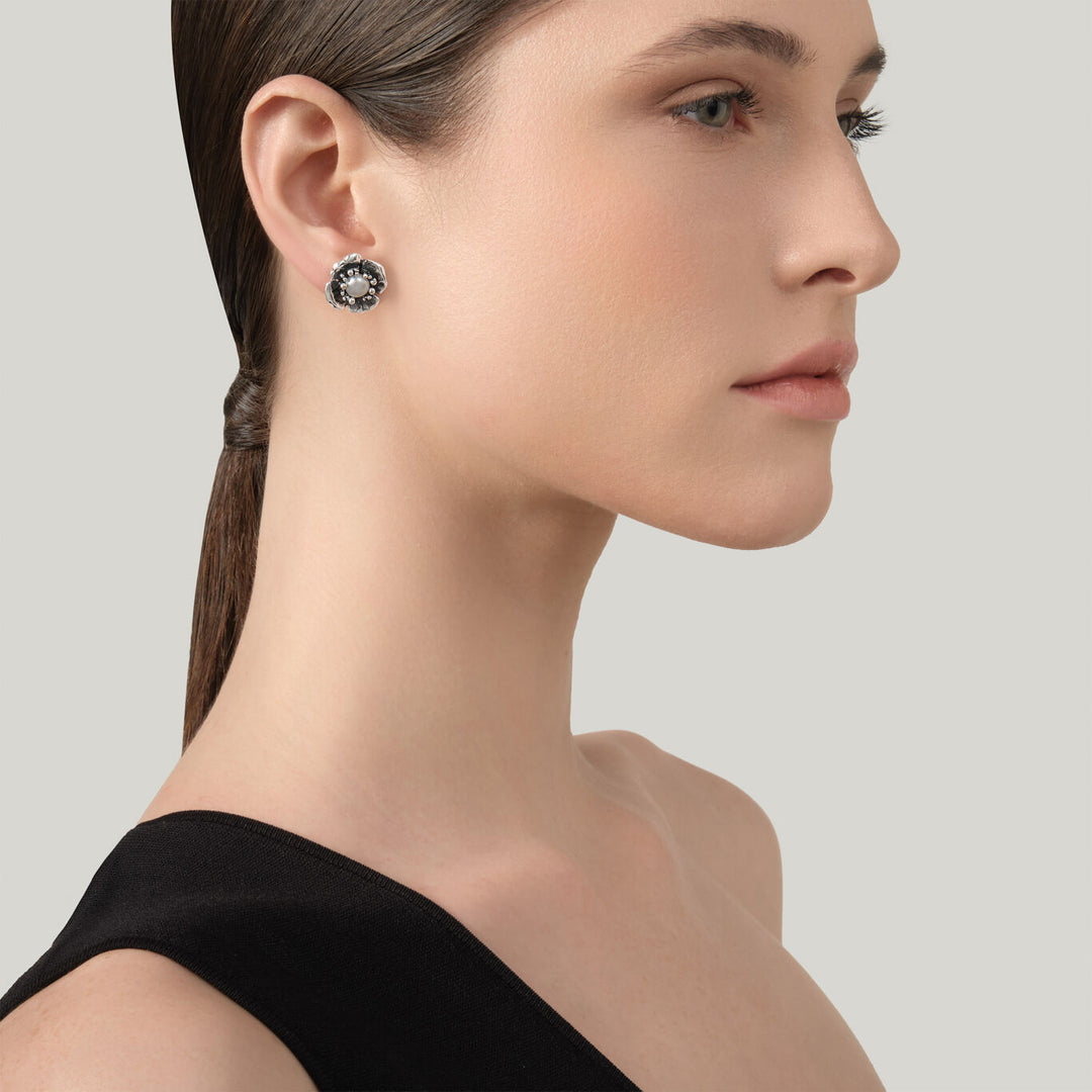 Pendientes pequeños de magnolia de Giovanni Raspini Pendientes en Plata 925 12634