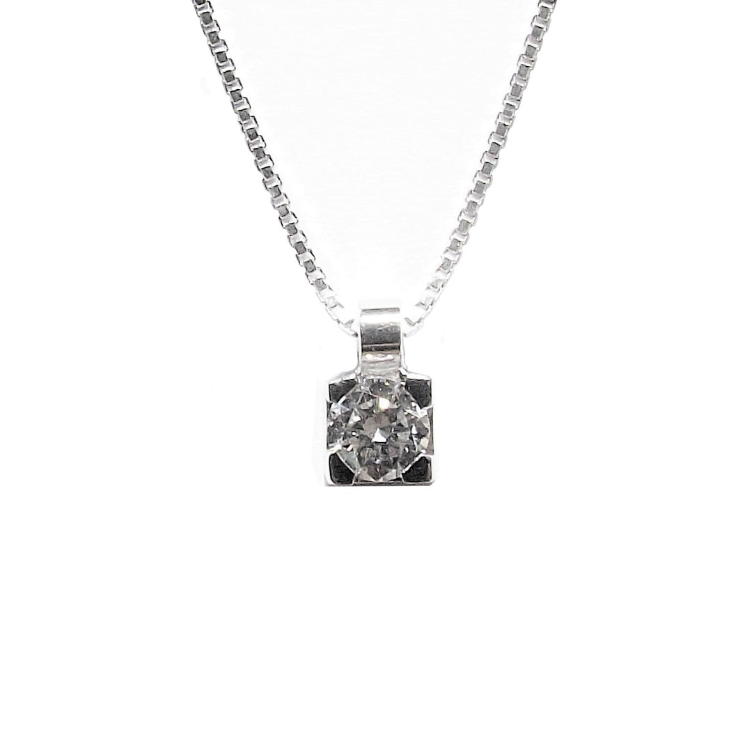 Collier rond Point Light Square or blanc 18 carats diamant 0350-04 GI