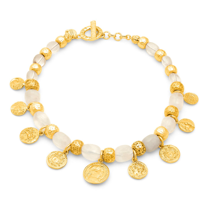 Collar de monedas de cristal Giovanni Raspini bronce dorado N0028