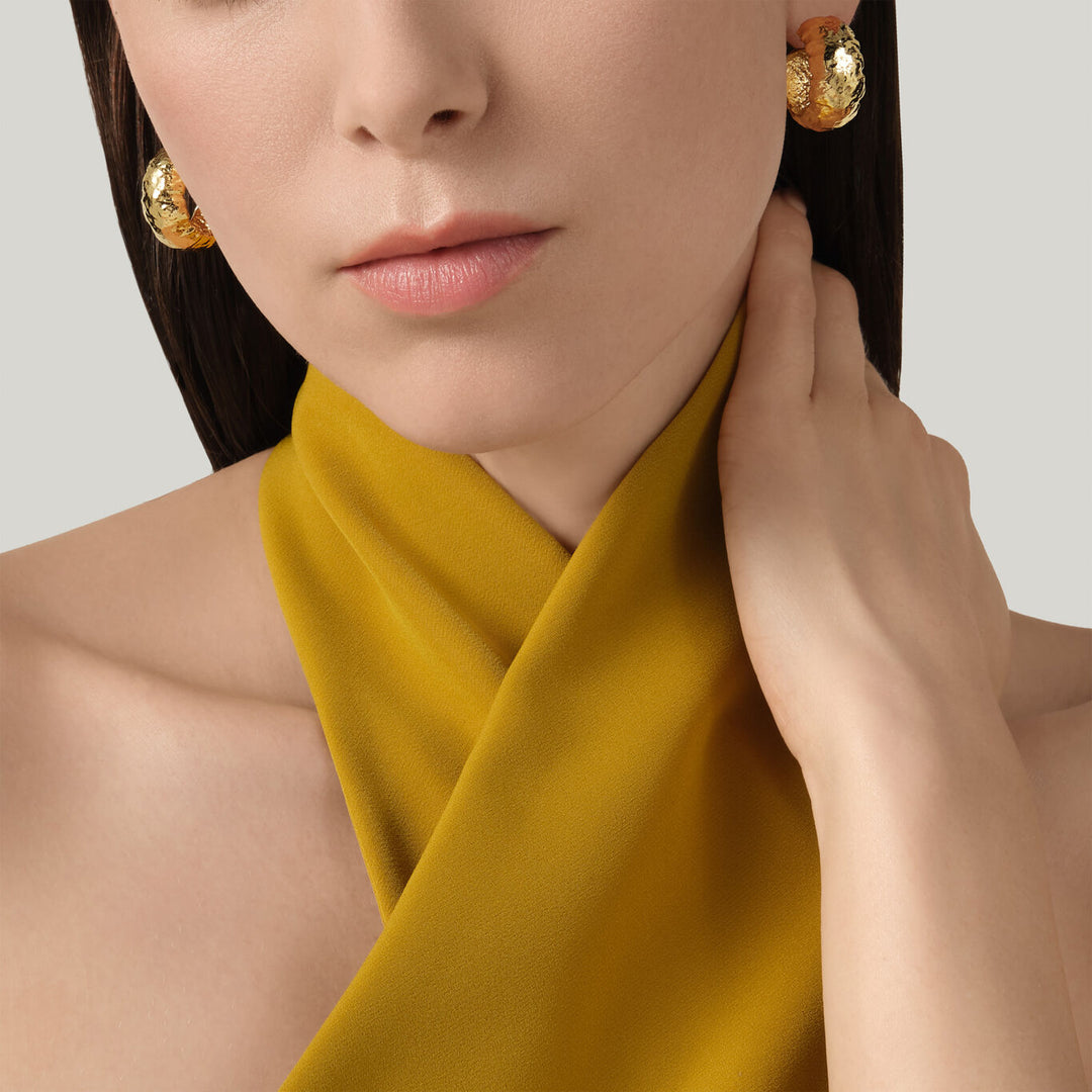 Pendientes de aro Giovanni Raspini pendientes chapados en oro de 18 kt arena N0048