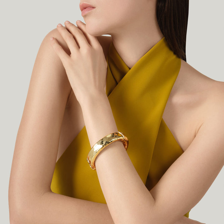 Giovanni Raspini large jasmine bracelet 18 kt gold plated bracelet N0052