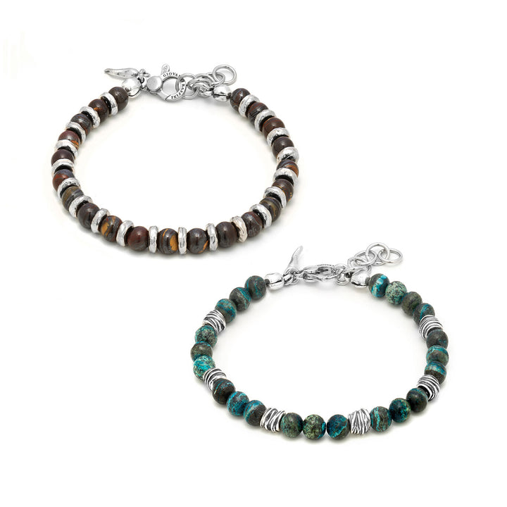 Giovanni Raspini set tango Bracciali in Argento 925, diaspro verde e occhio di toro X01597