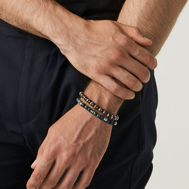 Giovanni Raspini set tango Bracciali in Argento 925, diaspro verde e occhio di toro X01597