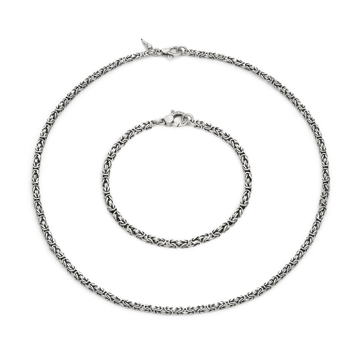 Giovanni Raspini conjunto collar y pulsera cuadrado bizantino en plata 925 X01601