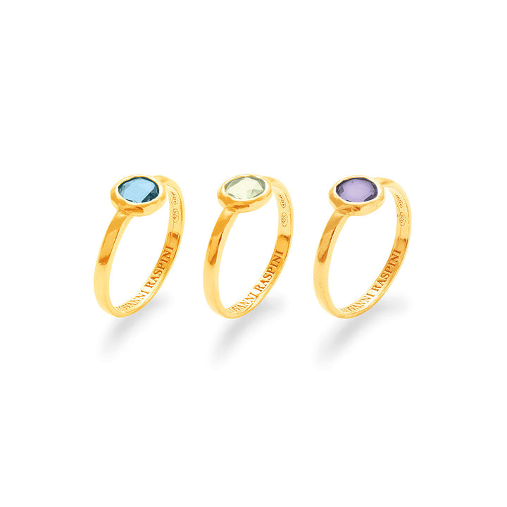 Giovanni Raspini Set Schlaufenringe aus 18 kt vergoldetem Silber und farbigen Kristallen X01604