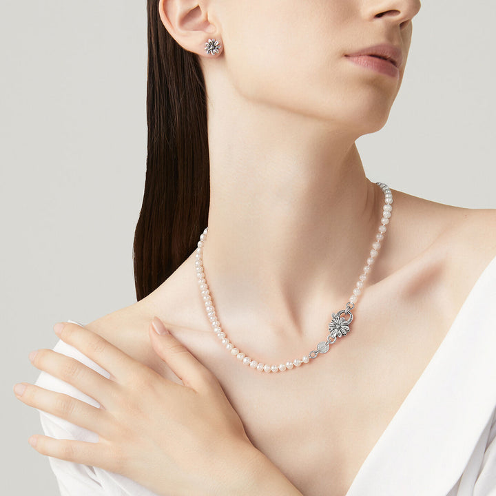 Giovanni Raspini set margherite Collana e orecchini in Argento 925 e perle naturali X01609