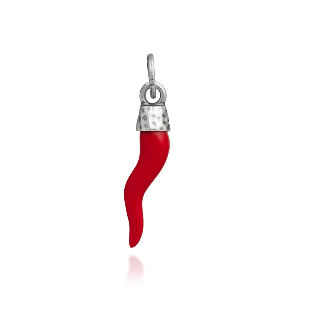 Giovanna Raspini pendentif charme corne rouge martelé argent 925 résine 12039