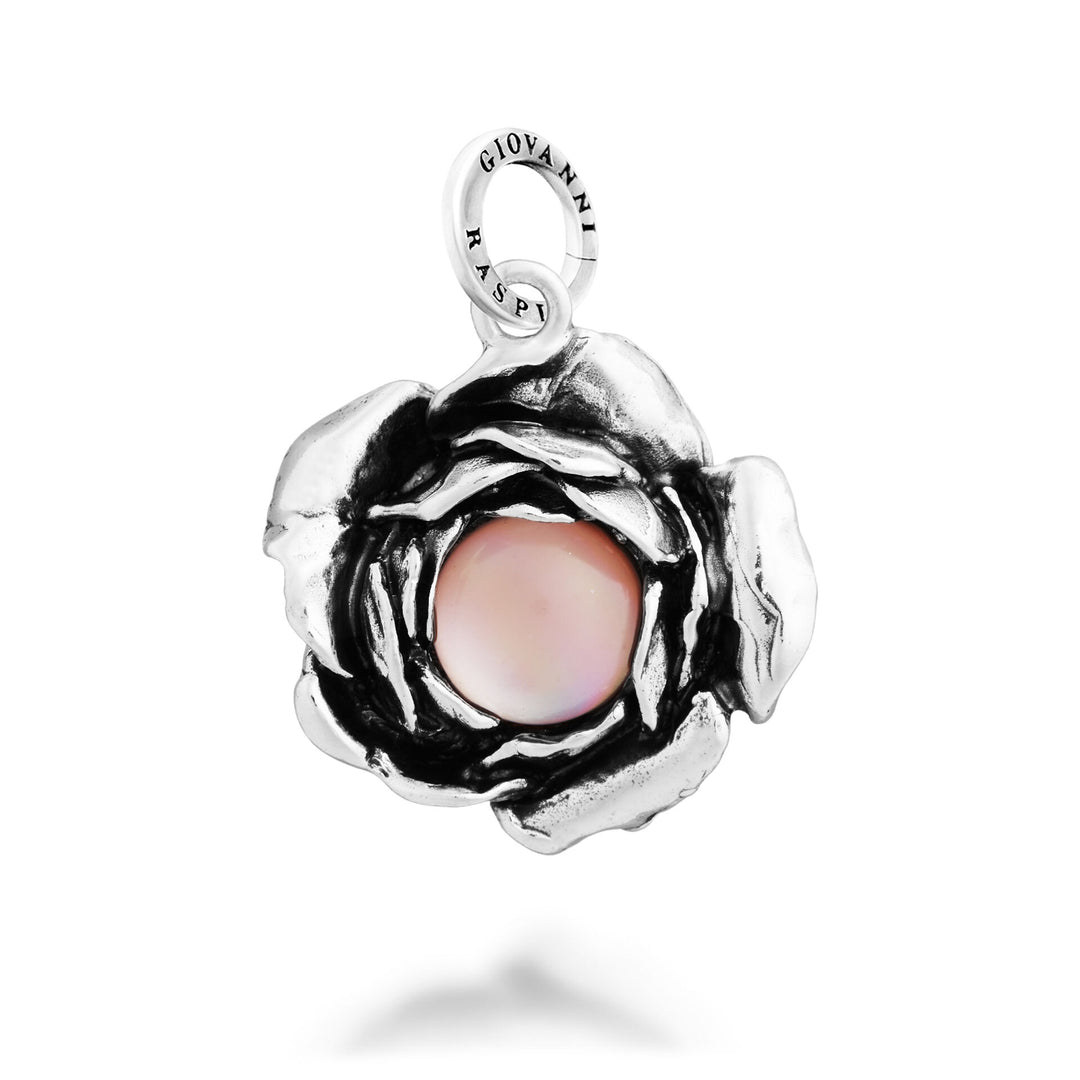 Giovanni Raspini Charm Rosa Cabochon - Charm in Argento, madreperla e quarzo - 12711