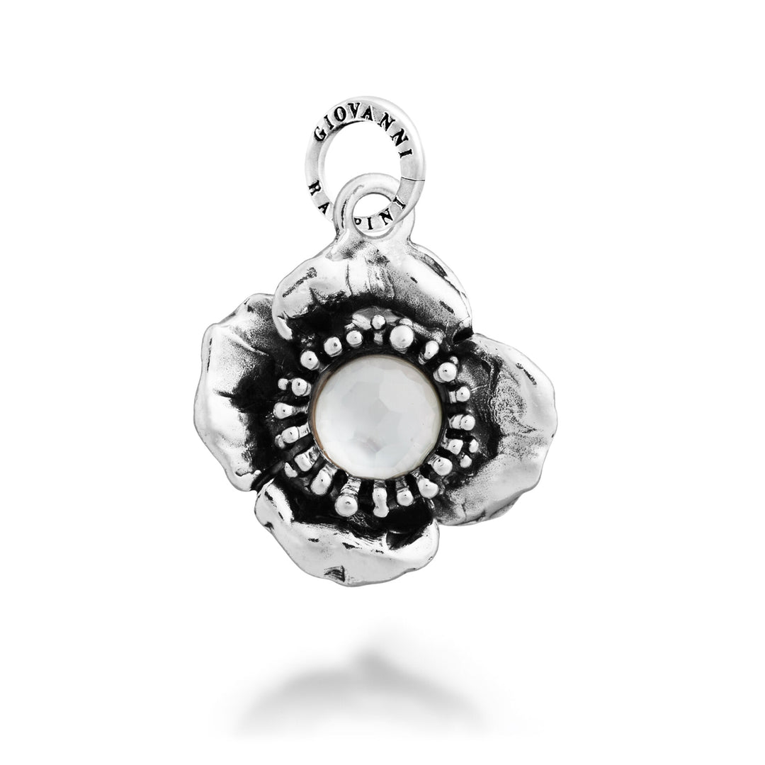 Giovanni Raspini Charm Camelia Cabochon - Charm in Argento, madreperla e cristallo di rocca - 12712