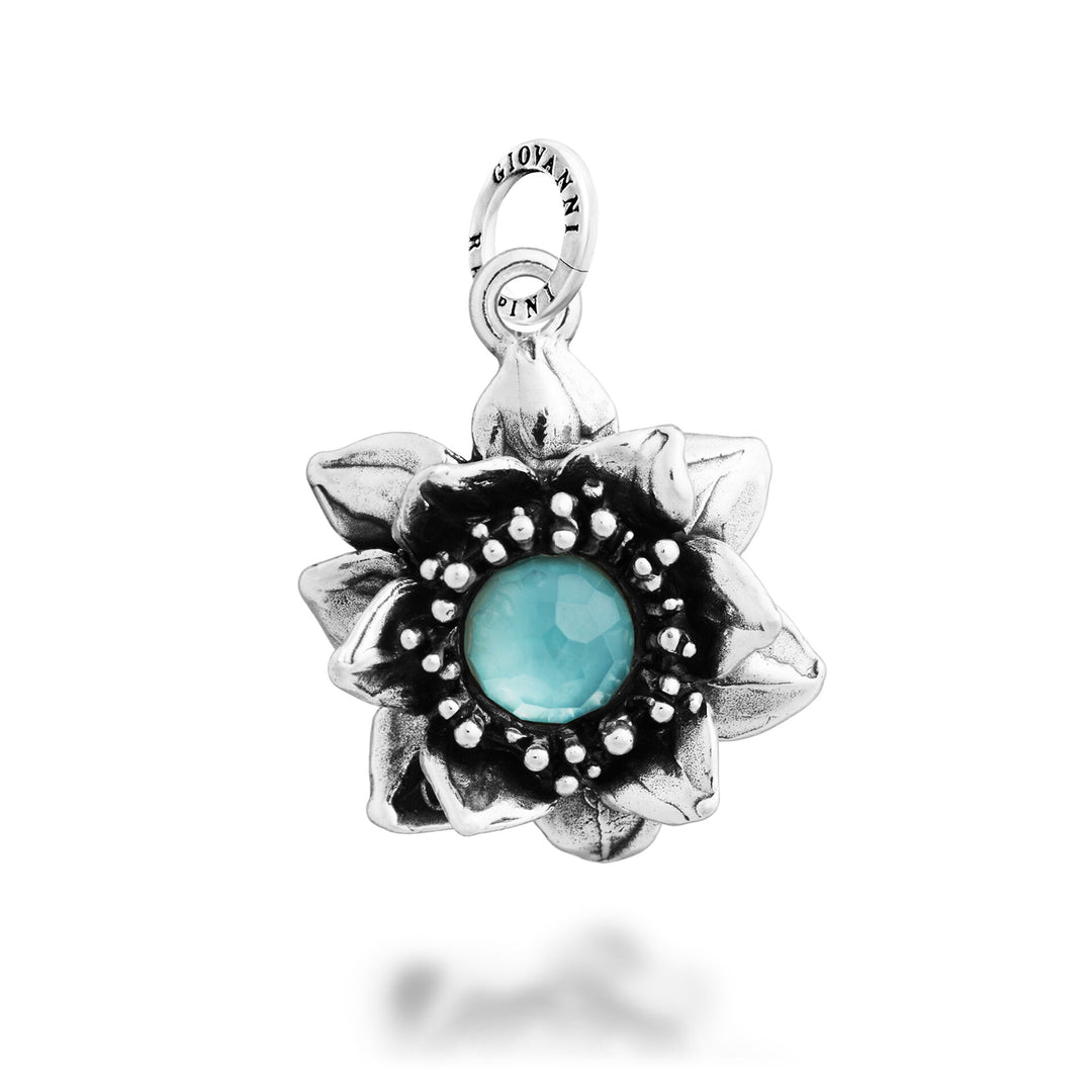 Giovanni Raspini Charm Cabujón Nenúfar - Charm de plata, nácar y cuarzo - 12713