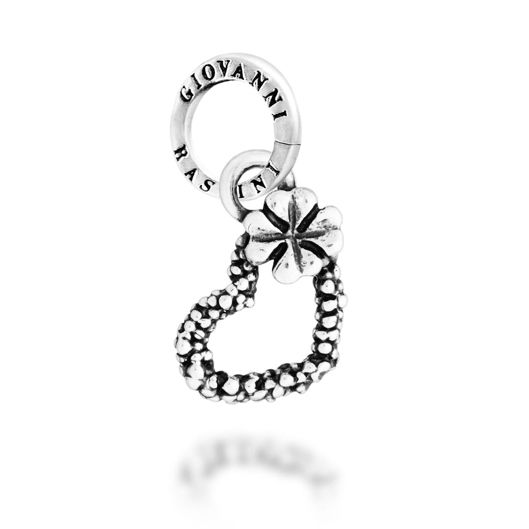 Giovanni Raspini Charm cœur mimosa et trèfle à quatre feuilles - Charm en argent - 12733