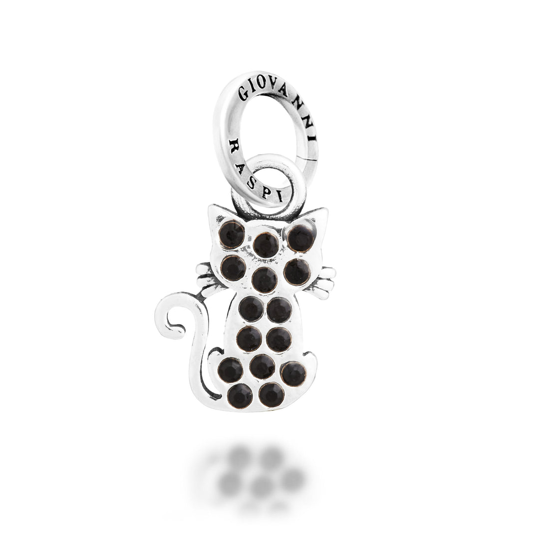 Giovanni Raspini Kristall-Katzen-Charm – Silber- und Zirkon-Charm – 12744