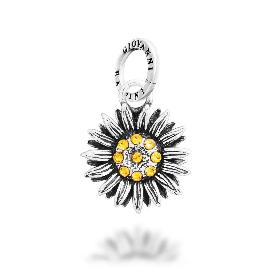 Giovanni Raspini Crystal Daisy Charm - Silver and zircon charm - 12746
