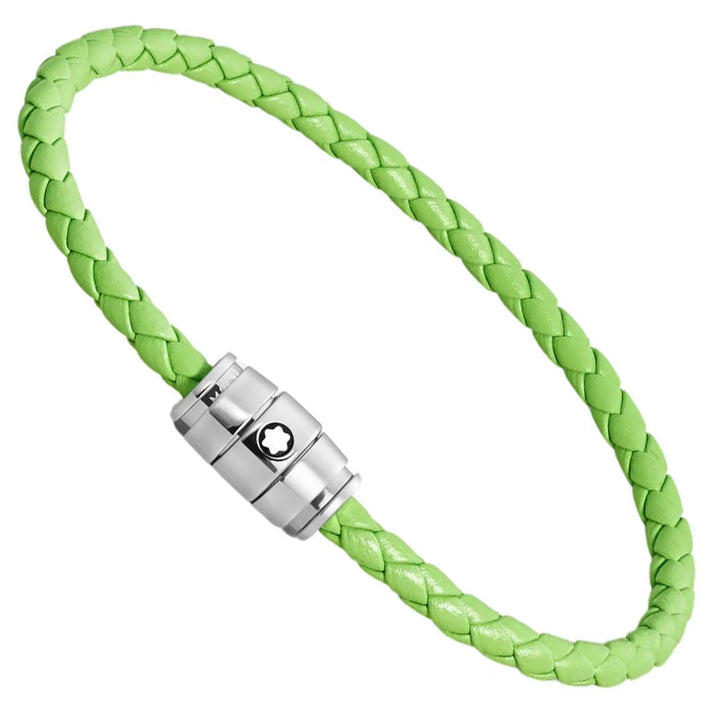 Montblanc 3-ring steel and Meisterstück Lime leather bracelet size M 13429263