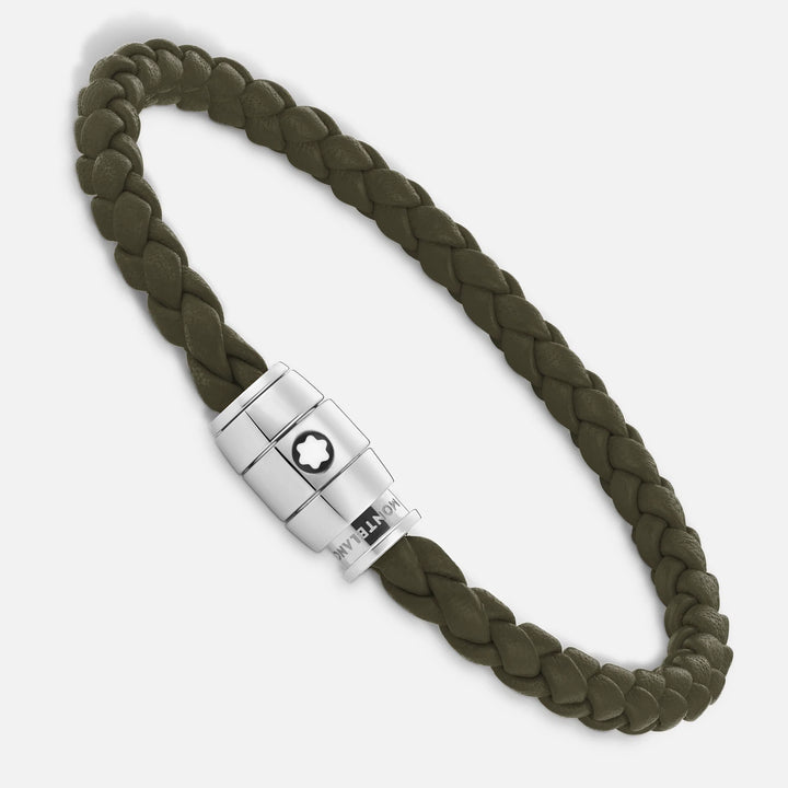 Montblanc 3-Ring-Stahlarmband und Meisterstück Kaki-Leder, Größe S 13600360