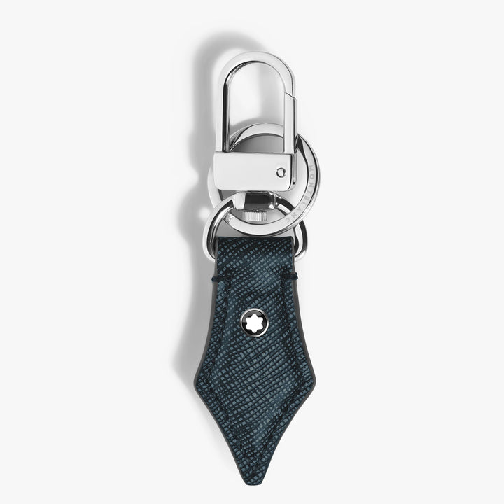 Montblanc blue tweed nib key ring 220358