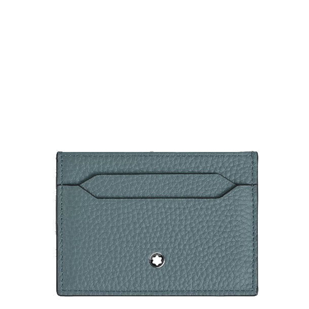 Montblanc 5-pocket card holder in ice blue grained leather 223033