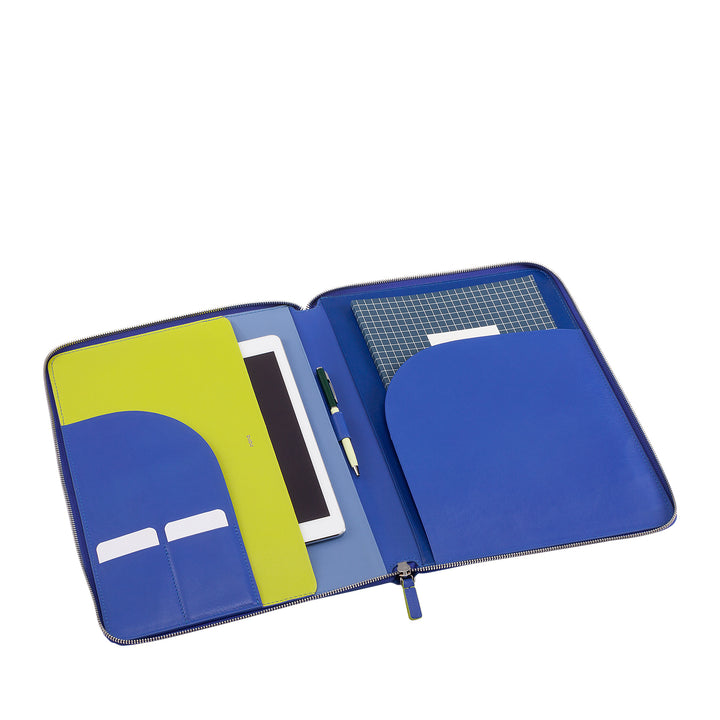DUDU A4 Leather Document Folder Office Clipboard Multicolored iPad Tablet Folder with Zip