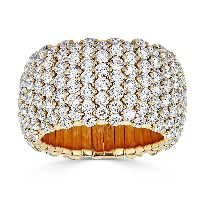 Bague élastique large dôme diamant en or jaune Zydo 57617