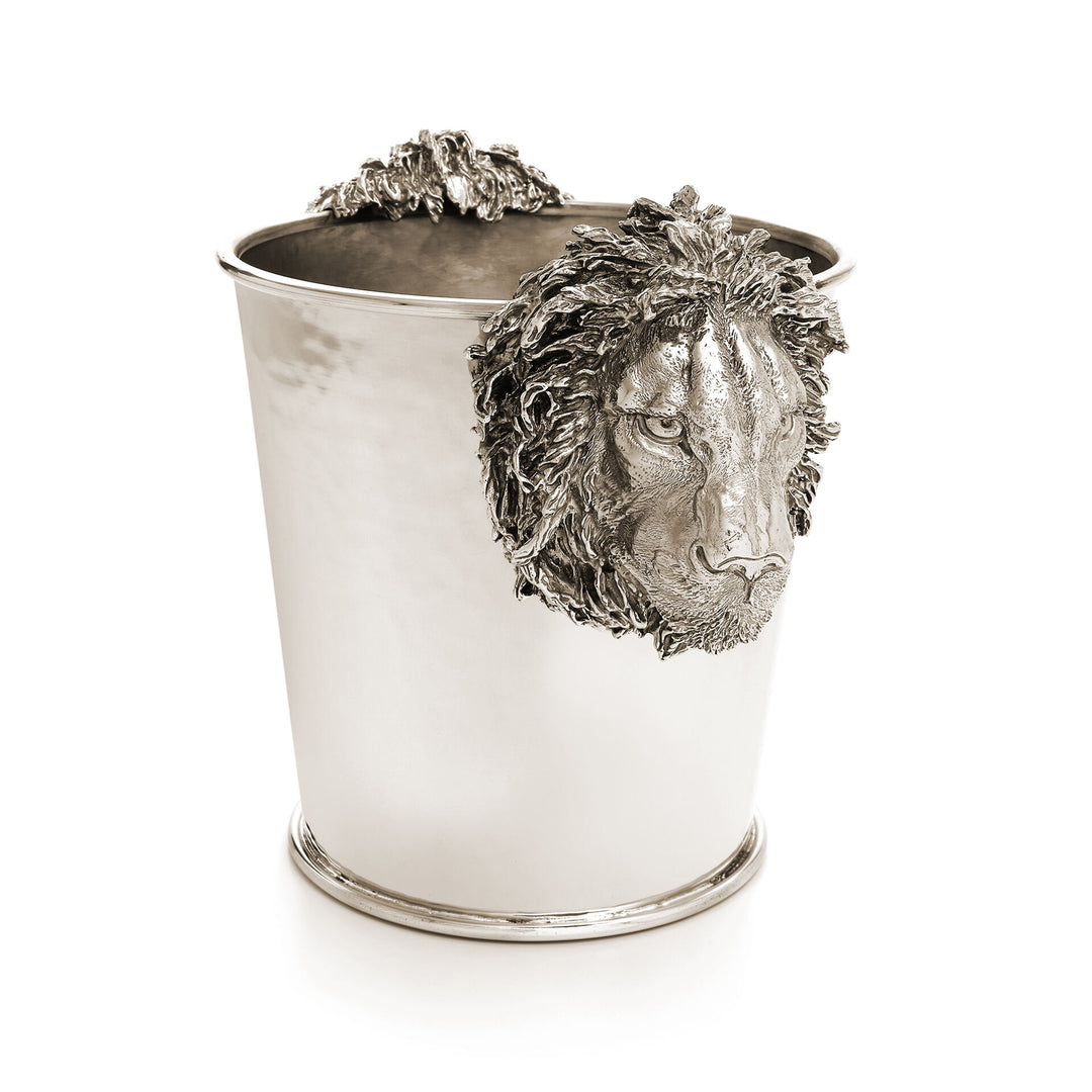 Seau à champagne têtes de lion Giovanni Raspini - Seau à champagne en bronze blanc - B0618