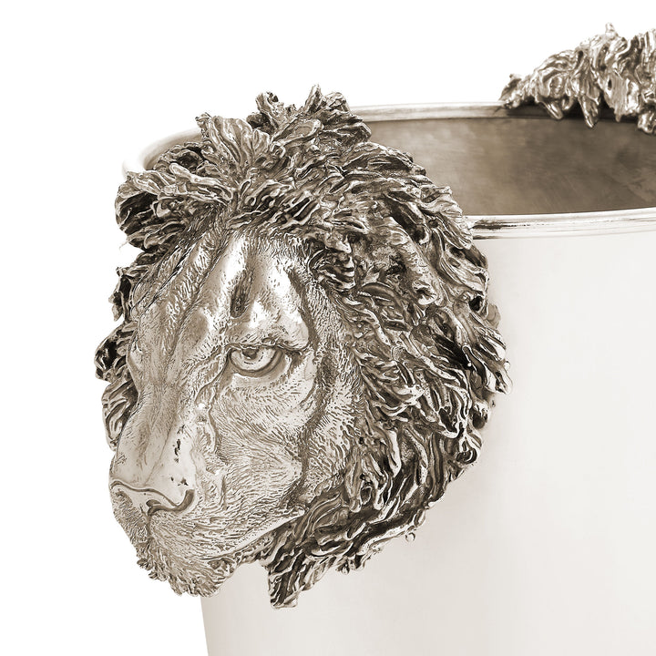 Seau à champagne têtes de lion Giovanni Raspini - Seau à champagne en bronze blanc - B0618