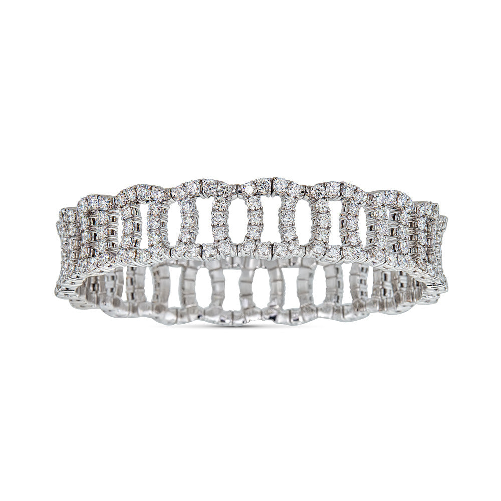 Zydo elastic bracelet overlapping with diamonds white gold 60041