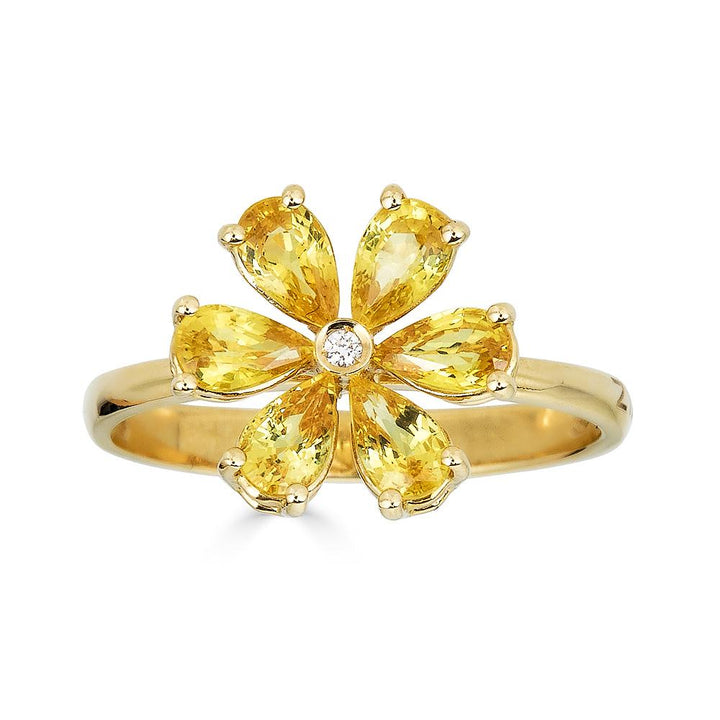 Bague Zydo avec fleur de diamant et pierres précieuses de couleur or jaune 62220
