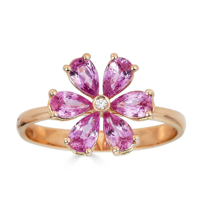 Bague Zydo avec fleur de diamant et pierres précieuses de couleur or jaune 62220