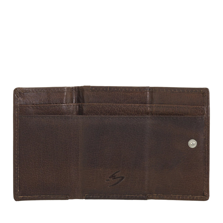Nuvola Pelle Portafoglio Piccolo da Uomo in Pelle di Bufalo Trifold con Portamonete, Portabanconote e Portamonete