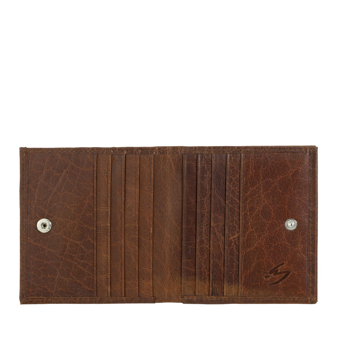 Nuvola Pelle Kleine dünne Herrenbrieftasche mit Münzfach aus Büffelleder, kompakter Kartenhalter