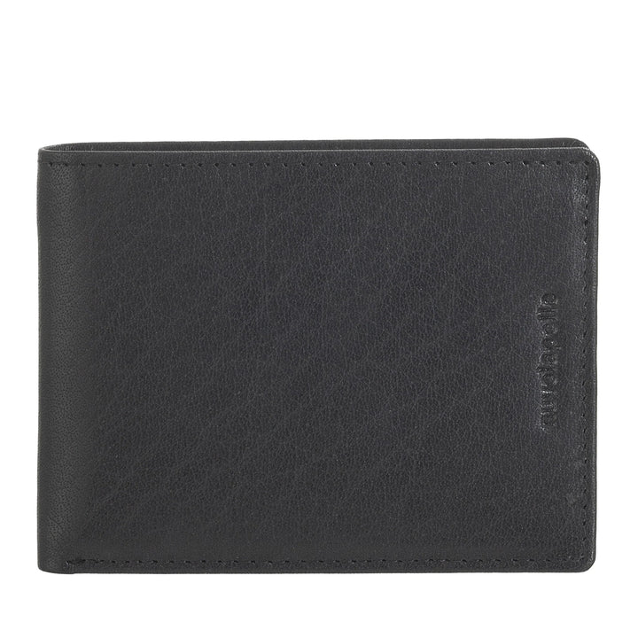 Nuvola Pelle Portafoglio Uomo Piccolo Slim in Vera Pelle di Bufalo - Portacarte Compatto Porta Banconote e 6 Tasche Slot Porta Tessere Documenti