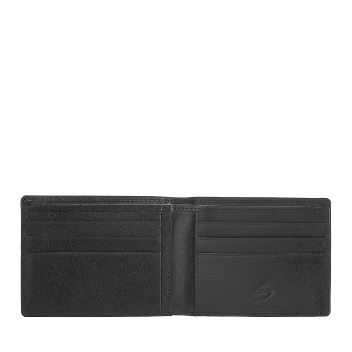 Nuvola Pelle Portafoglio Uomo Piccolo Slim in Vera Pelle di Bufalo - Portacarte Compatto Porta Banconote e 6 Tasche Slot Porta Tessere Documenti