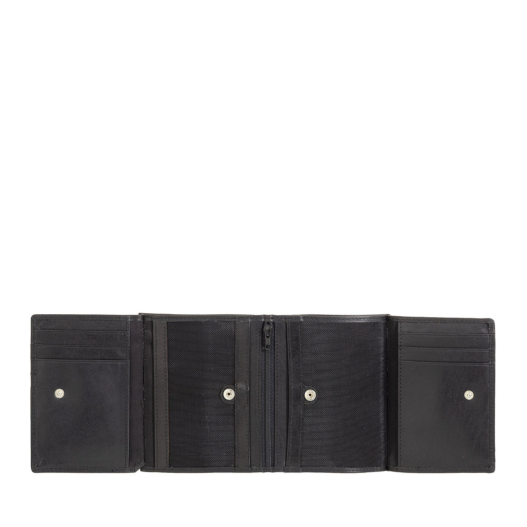 Nuvola Pelle Cartera Grande para Hombre de Piel de Búfalo con Cremallera Interna y Monedero - Cartera Vertical para Tarjetas, Fotos y Billetes