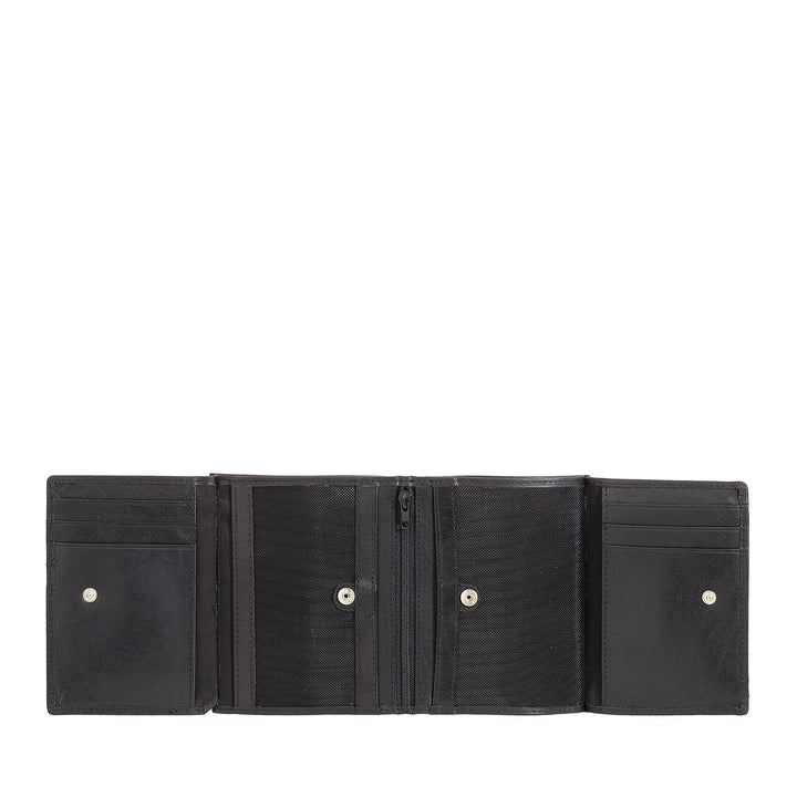 Nuvola Pelle Cartera Grande para Hombre de Piel de Búfalo con Cremallera Interna y Monedero - Cartera Vertical para Tarjetas, Fotos y Billetes