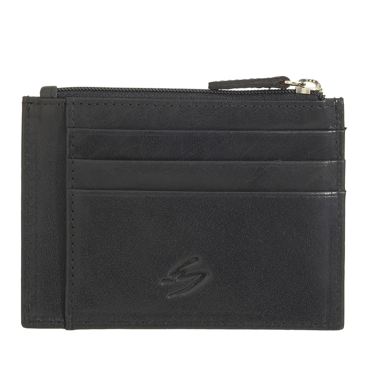 Tarjetero Nuvola Pelle Slim Pocket de piel para hombre con monedero con cremallera