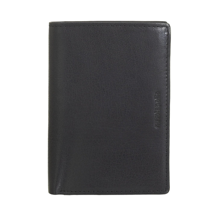 Nuvola Pelle Cartera Grande Vertical para Hombre en Piel de Búfalo - Cartera de Bolsillo Grande con Monedero, 8 Tarjeteros y Cremallera