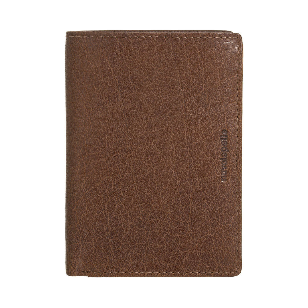 Nuvola Pelle Cartera Grande Vertical para Hombre en Piel de Búfalo - Cartera de Bolsillo Grande con Monedero, 8 Tarjeteros y Cremallera
