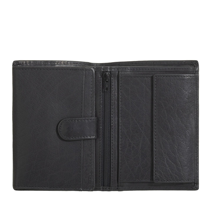 Nuvola Pelle Cartera Grande Vertical para Hombre en Piel de Búfalo - Cartera de Bolsillo Grande con Monedero, 8 Tarjeteros y Cremallera
