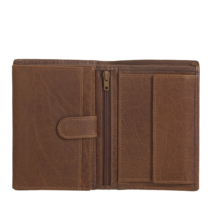 Nuvola Pelle Cartera Grande Vertical para Hombre en Piel de Búfalo - Cartera de Bolsillo Grande con Monedero, 8 Tarjeteros y Cremallera