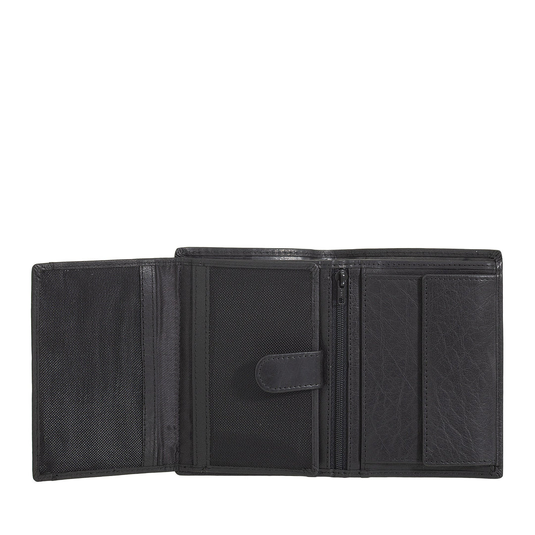 Nuvola Pelle Cartera Grande Vertical para Hombre en Piel de Búfalo - Cartera de Bolsillo Grande con Monedero, 8 Tarjeteros y Cremallera
