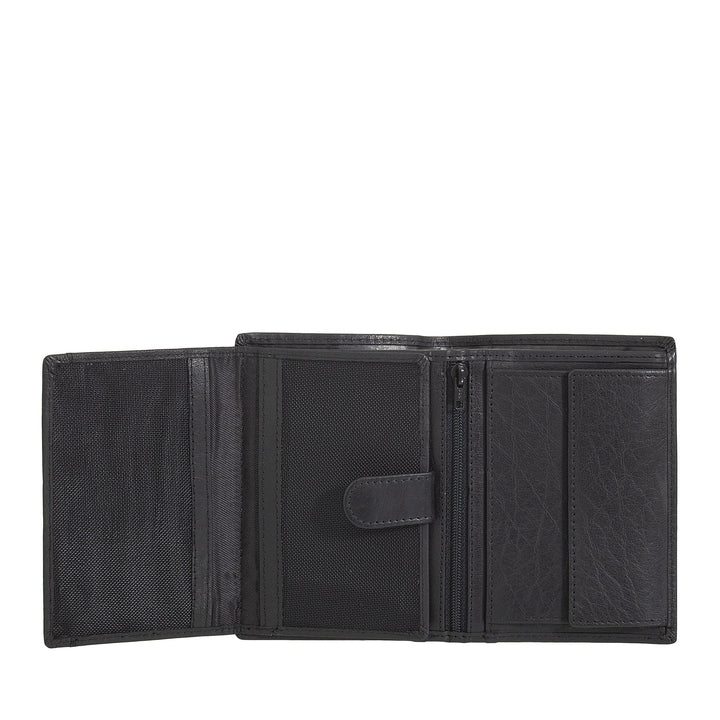 Nuvola Pelle Cartera Grande Vertical para Hombre en Piel de Búfalo - Cartera de Bolsillo Grande con Monedero, 8 Tarjeteros y Cremallera